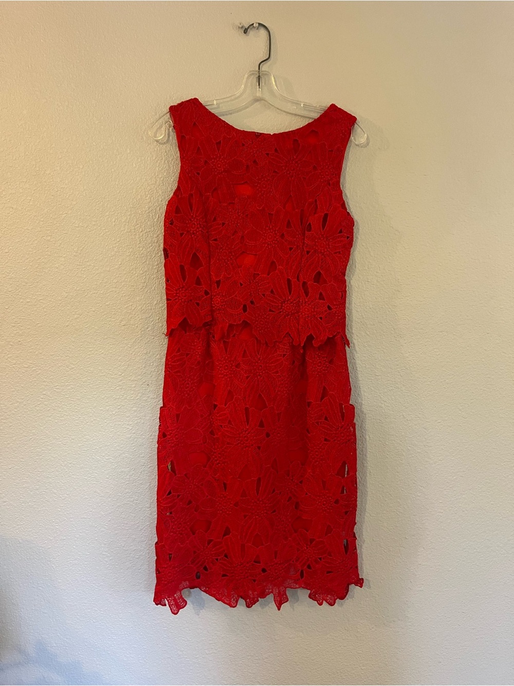 Sociology Red Floral Lace Midi Dress